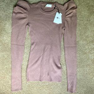 Long Sleeve Puff Shoulder Sweater